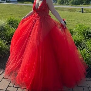 Red Size 10 Prom Dress Jovani